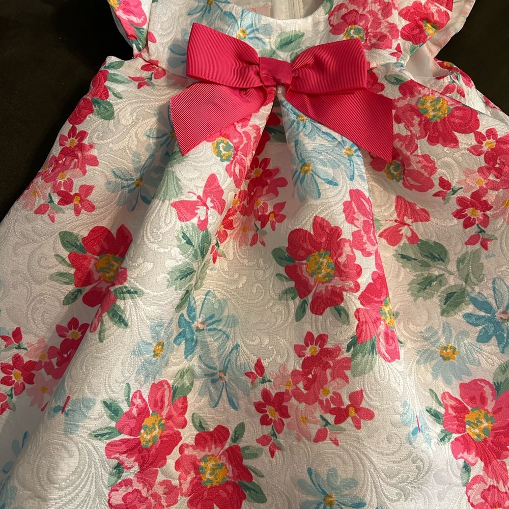Bonnie Baby Floral Dress with Pink Accents